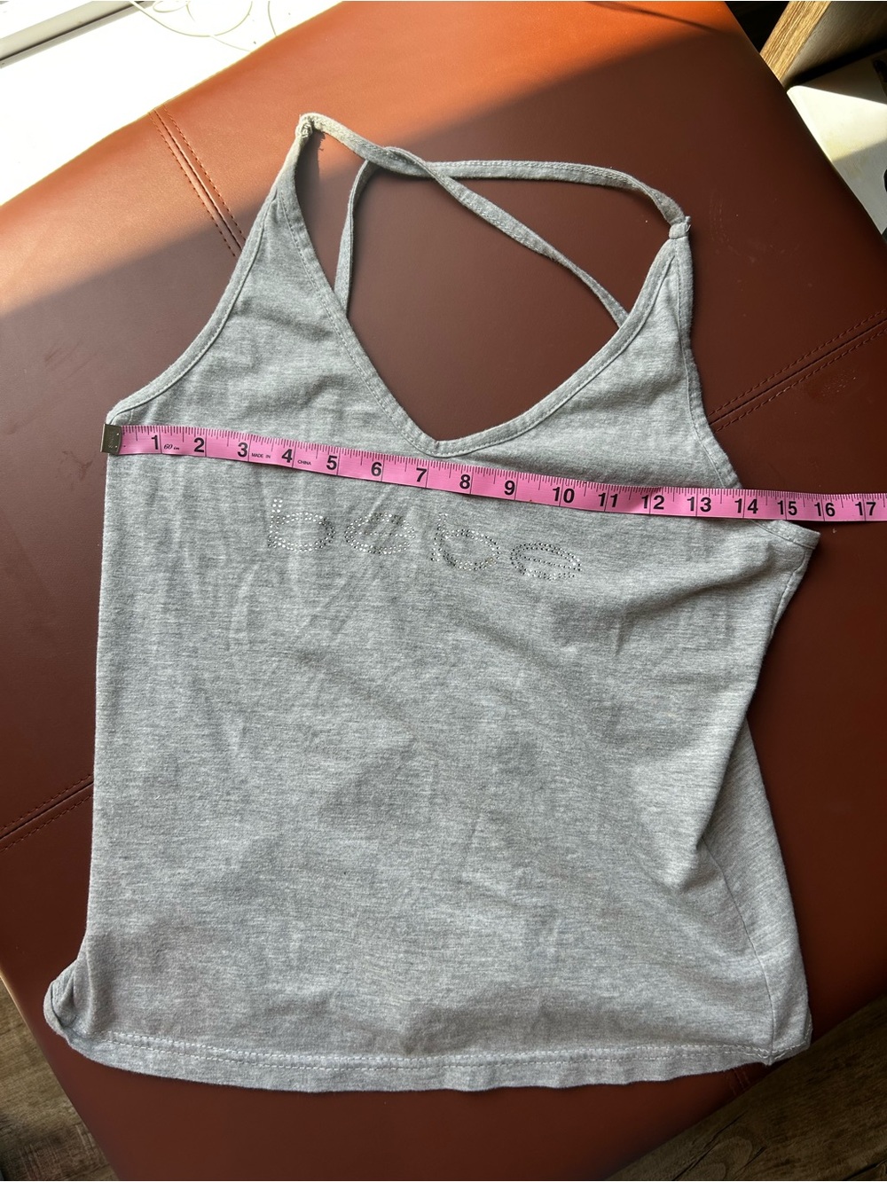 bebe Light Gray Rhinestone Logo Tank - Picture 5 of 6